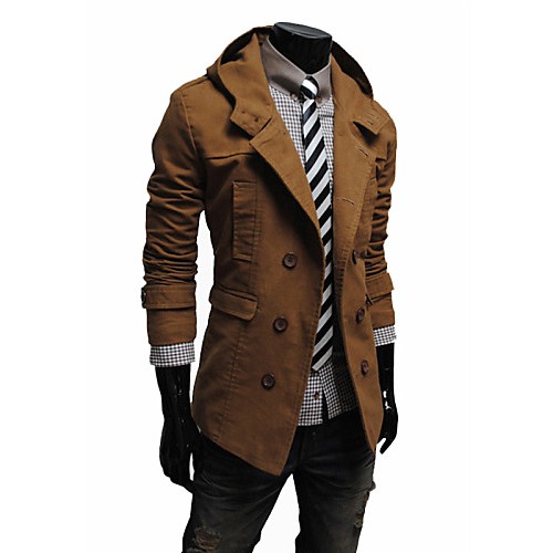 Men's Solid Casual Trench coat,Cotton Bl...